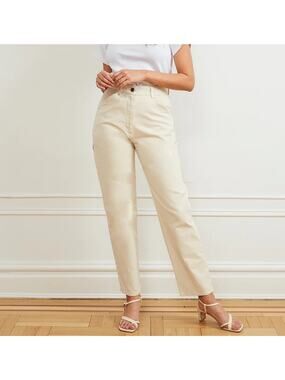 Loup Cream Ivory Canvas Utility Casual High Rise Agnes Painter Pants Large